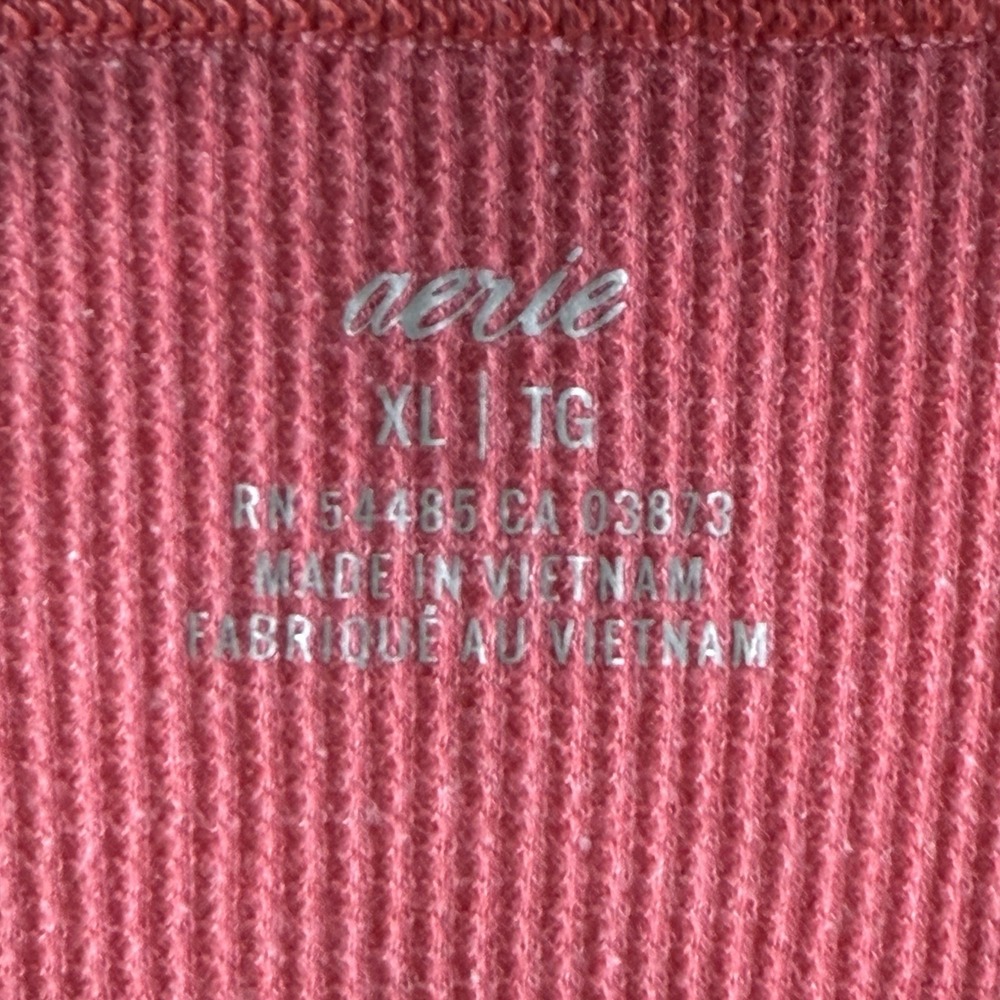 Aerie Henley Top Bella Swan Waffle Knit Twilightcore Red Button Y2K‎ Sz XL - Picture 5 of 8
